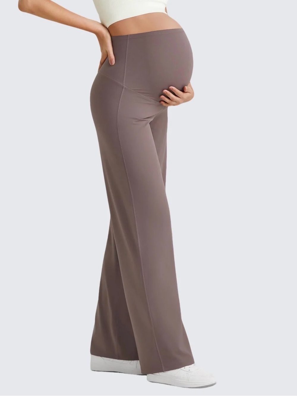 G4Free Maternity Wide Leg Yoga Pants Stretch Belly Panel Black Medium